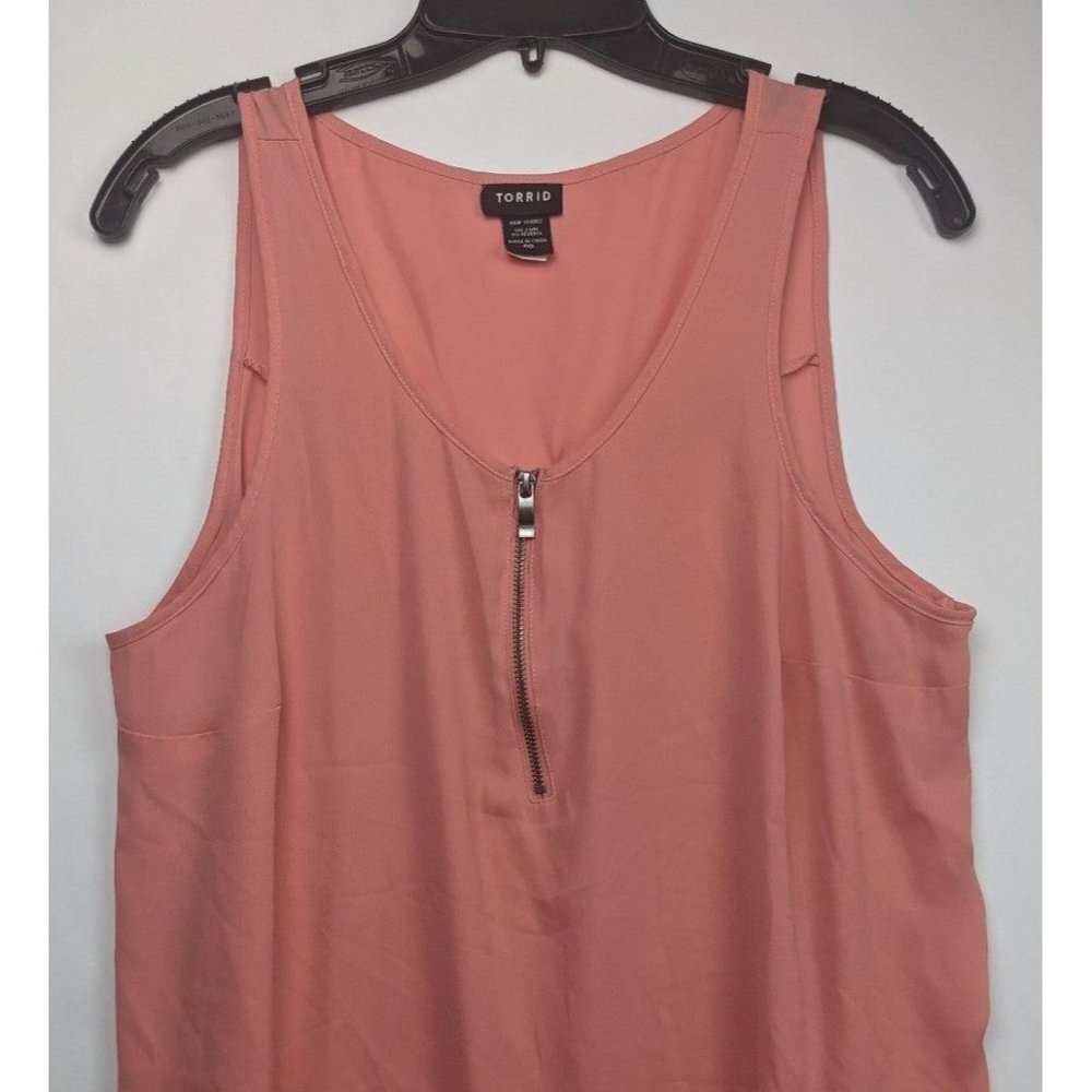 Torrid Peach Tank Top with Quarter Zip Front Size 00